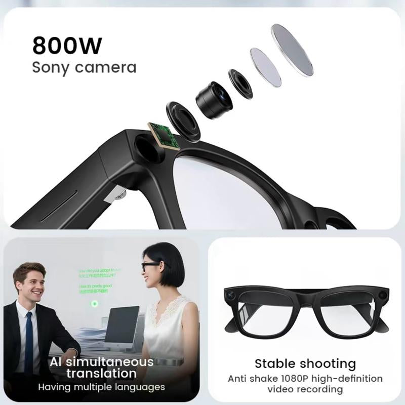 TENACIOUS Smart Glasses with 1080P Camera, Bluetooth Audio & AI Assistant Compatibility